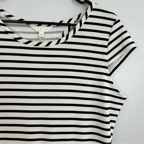 NWT C Label Black and White Striped Short Sleeve Dress Size - Picture 5 of 10